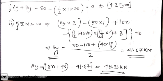 i) Ay & By so ( x1 * 80 ) = 0 (1 E Fyso] By x 2)-(50x1)-+100 TEMA 0 => + - { *1x80) x6 x0)+ 37 50-100+ (4ox boy 3) By Ay=[50+