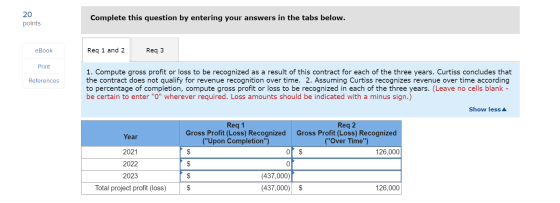 20 points Complete this question by entering your answers in the tabs below. eBook Req 1 and 2 Req 3 Print References 1. Comp