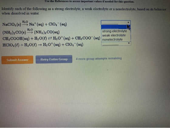 Use the References to access important values if needed for this question. Identify each of the following as a strong electro