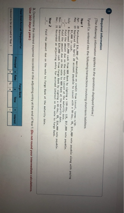 Required information [The following information applies to the questions displayed below Tyrell Co entered into the following