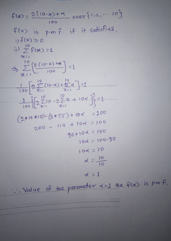f(21): 2(10-K) + o( over,2,0 Ct) is p.mf if )+ satisfies 1 0 91-7 1 0 =1 l 0 go+1@d Ξ 100 10d2 100-30 ) o l o gool