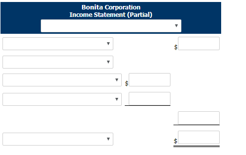 Bonita Corporation Income Statement (Partial)