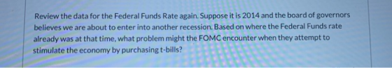 Review the data for the Federal Funds Rate again. Suppose it is 2014 and the board of governors believes we are about to ente