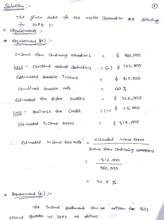 olutio- the iven iven doto or uements iement (a) !- 60,000 Less :- Devidend 142, 50O Gstimated taxoble InCome Combined taable vo (ร,000 Estimated Come toxes 31 2,00o 312, O0O 60, oodo