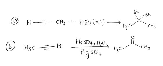 © H = CH3 + HB 1(xs) > Hier CH2 H2SO4, H₂O Нас -Н HgSO4 H₂C a cha