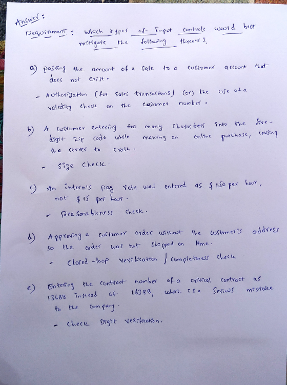 Answer: Requirement - which types mitigate the of enpot following controls would best threats 2 a) of a sale to a customer ac