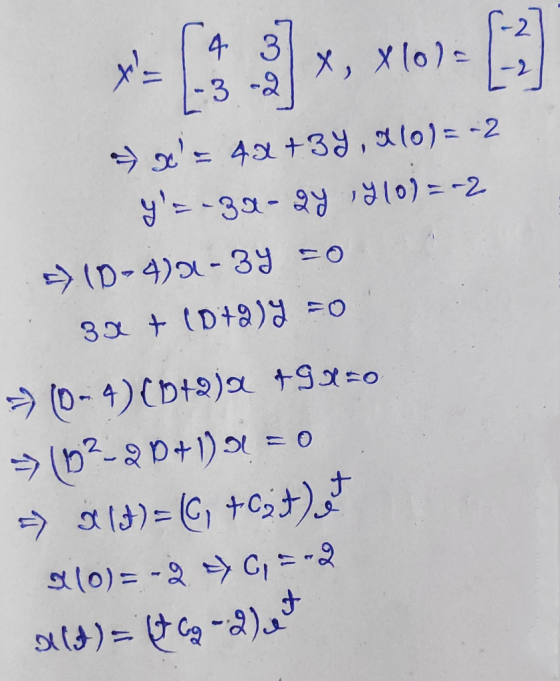 >> = 40+3y, 0 (0) = -2 y=-38-gy 1910) = -2 => 10-470-34 =0 30 + (0+) =0 → (0-4)(079)2 +93=0 → (02-20+101 = 0 (t) = ((, +0;t