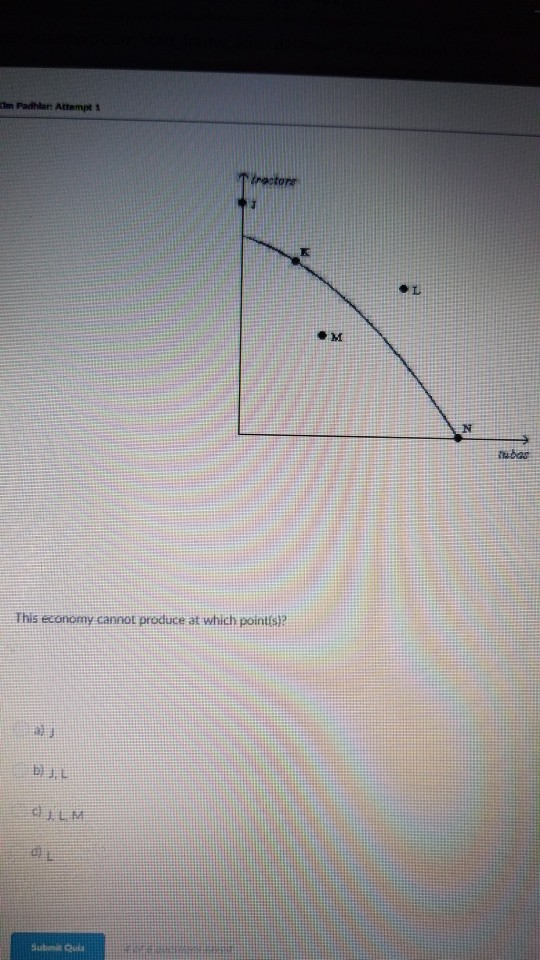 t trectora ubas This economy cannot produce at which points? b)