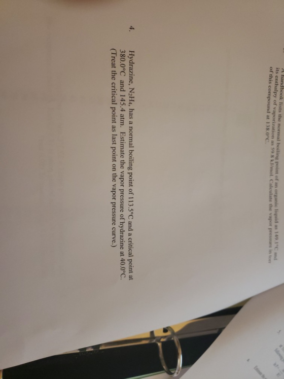 A handbook lists the normal haline pint of an organic liquid is enthalpy of vaporization as 59.8 kJ/mol. Calculate the vapor