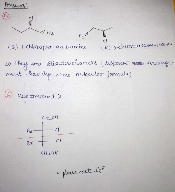 Н оя, -NH2 HNT CL (3)-1-chloropropan-t-amine (R)-2-chloropropan-I-amine arrange- so they are diastereoisomers (different mit