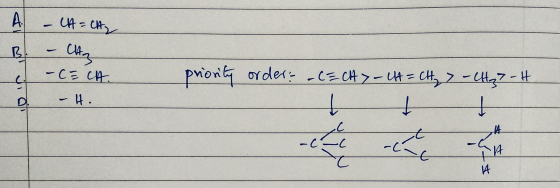 MCN नाला -C . priority order: -(= CH >- UA= CH₂ - CH₂ 7-H 4. -C -