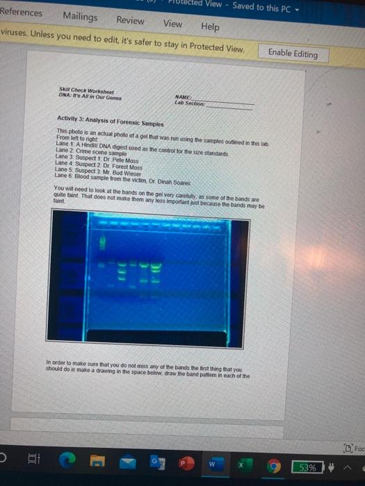 View - Saved to this PC References Mailings Review View Help viruses. Unless you need to edit, its safer to stay in Protecte
