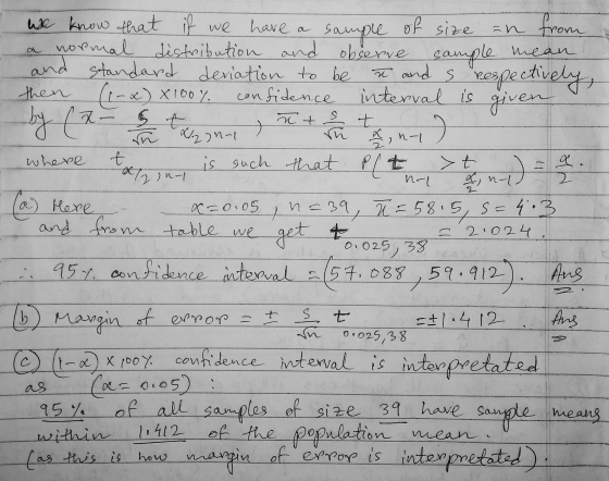 have a e of an then given ny) Plt where tatzant >t a. nru 2 2 x=0.05 ha we know that if we sample of size from a normal distr