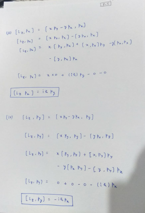 (m) [Lz, Pe] = [lz, Pu] = (lze ku] = [xpy - y Pes px] [xpy, Pu] - [ykus Pe] x (by , Pe] + [x, Pu] by -yl Pu, Px] - [y, Pu] Pe