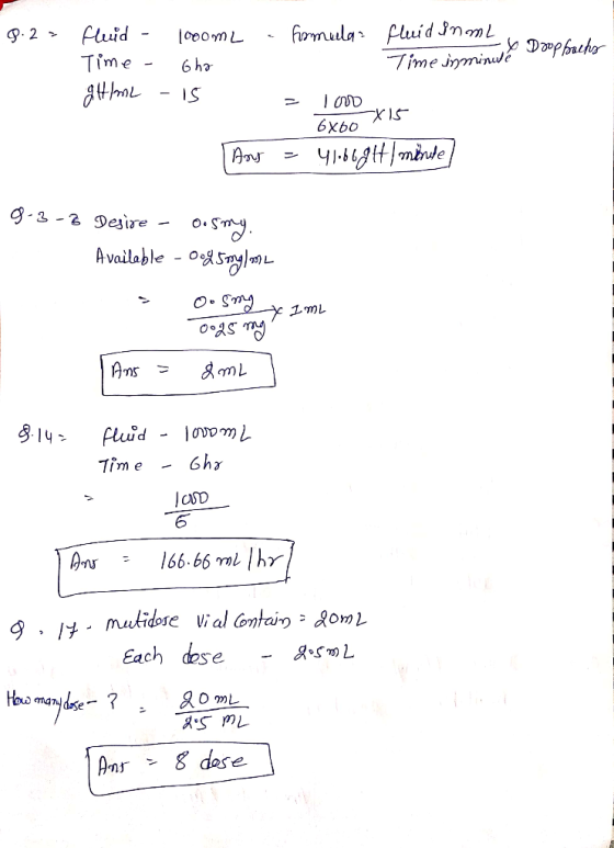 8.2= a formula fluid - 100om Time - Gha gitime - 15 fluid inmL na - x Dropbouchs Time inminute - la vie 6800 x 15 Any = 41.66