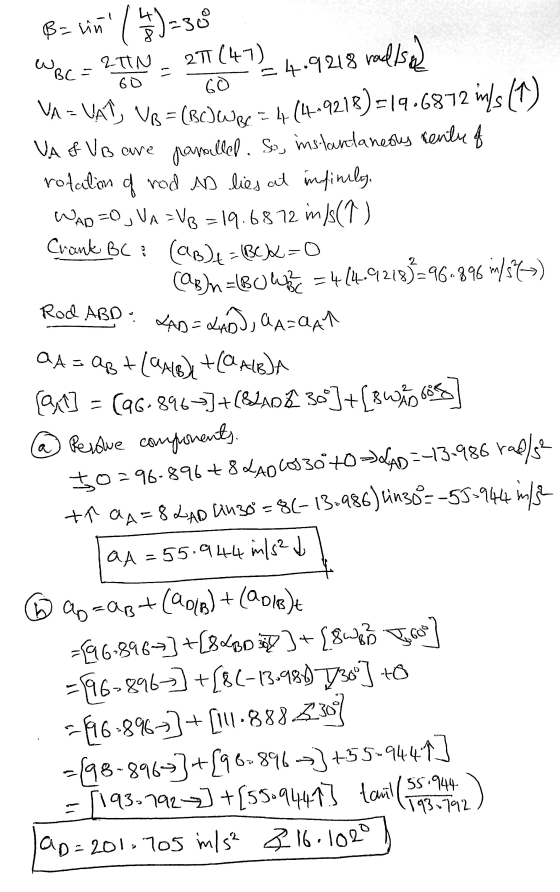 WBC = 2 TIN 60 = 4.9218 radised 2 Rod ABD. $= tiñ ( 5 )=30 2T (47) Go MA – VAT, VA = (82) a = 1, (4-4218)-11-6812 /s () VA &