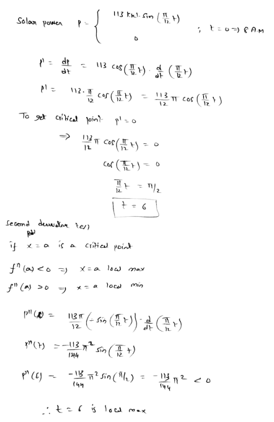 113 kkl. sin / ↑ H) sin (1) solar power p = NEAM | : t = 0 =) AM 1. ps des 113 cos (W) (+) pie 12 cos () = 13 TT cos (1) To g