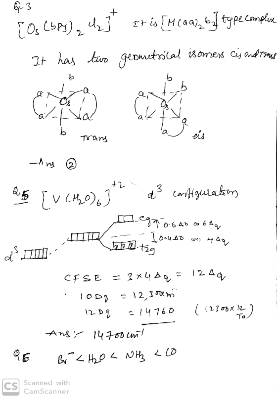 [Os Cbpy) , dz] It is [M(aa), 6 type complex It has two geometrical isomess ces and trous as eis Trans b trans Aus @ aty [v (