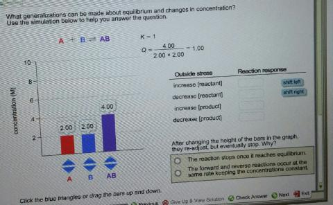 Image for What generalizations can be made about equilibrium and changes in concentration? Use the simulation below to h