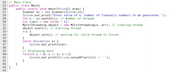 24 // Main Class 25 - public class Main{ 26 - public static void main(String[] args) { Scanner sc = new Scanner(System.in); S