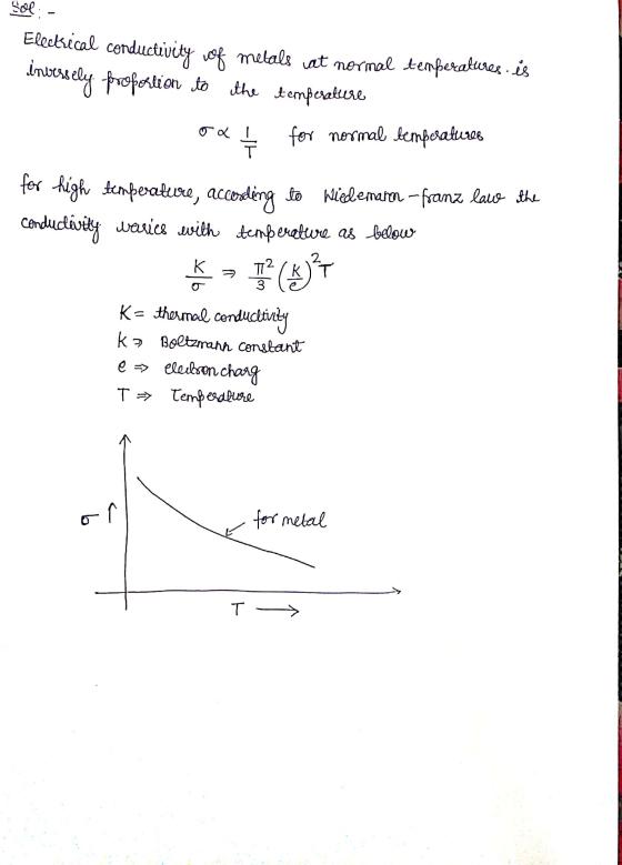 Sol Electrical conductivity coof metals wat normal temperatures.is inversely propertion to the temperature — for normal tempe