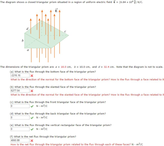 The diagram shows a closed triangular prism situat