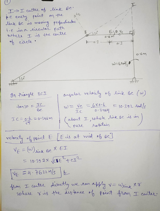 I AVB I> I centre of link BC he enery point on the link BC is moving perpendicular nie in a circular path where I is the cent