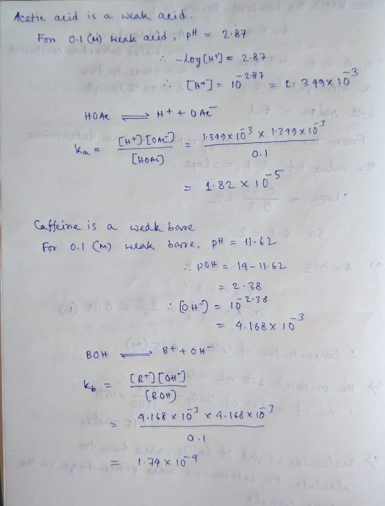 Acetic Fon acid is a weak acido foronat 0.1 (M) weak aled, pH = 2.87 A. i -log[+] = 2.87 m i -log(H) - 2.87 CHJ TH+] = 10 = .