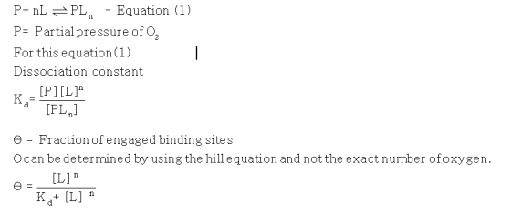 P+nL PL. - Equation (1) P= Partial pressure of O, For this equation (1) Dissociation constant [P][L] K TPL) = Fraction of en