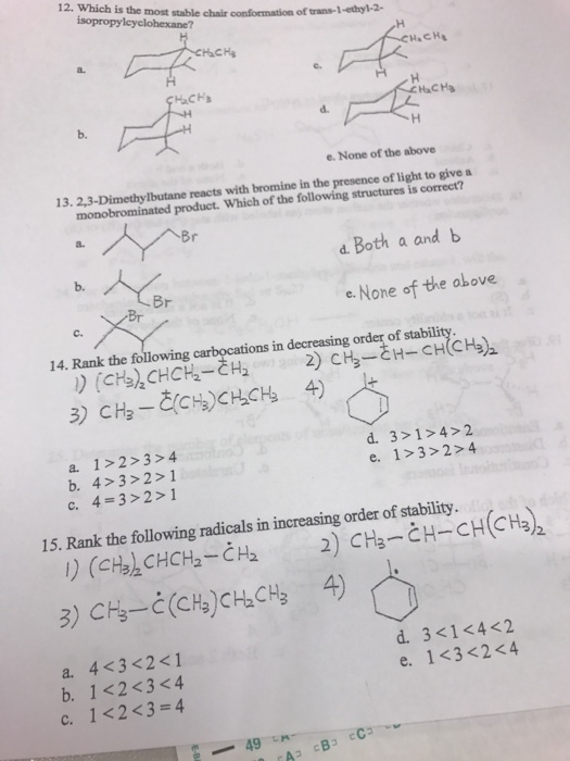 Which is the most chair conformation of trans-1=et