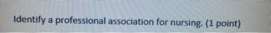 Identify a professional association for nursing. (1 point)