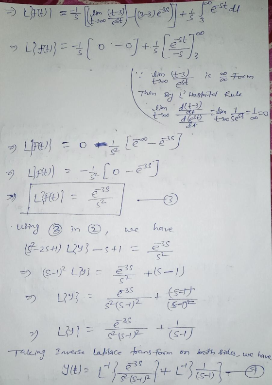 - Elf(t)) = -1 Slim (t-3) too est L?50) + (0-9]++ le est ilim (t-3) is a form too Then By (Hospital Rule lim d(+-3) too वर de