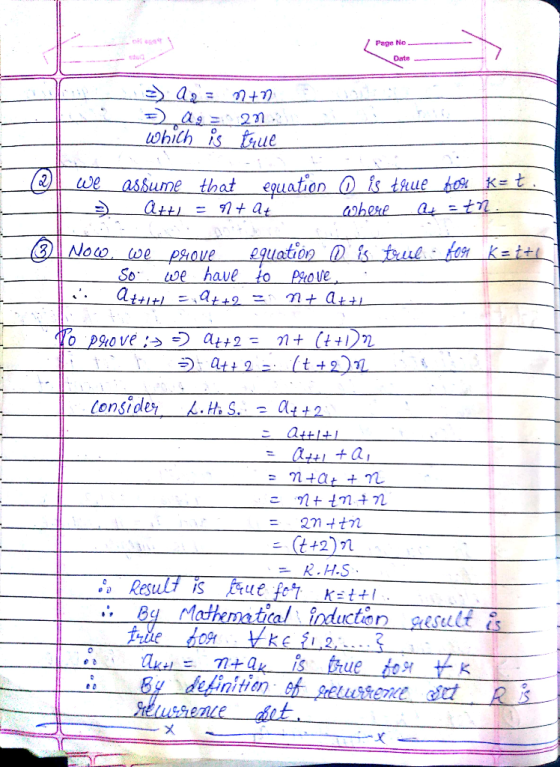 Page No Date agz21 Which is tue (2we asSume that equation is tue to k-t wbere atth Qt = +1 Noo we prave equation stul - fon K