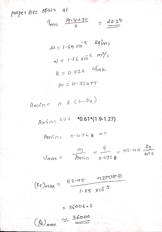 at properties. 6fa57 14.4+30 Im= 22.2°C M=1185x105 kglms N=1156x105 m/s k=0.026 wlnk. pr=071475 Amin= ne cs-Do) Arrina 20* *0