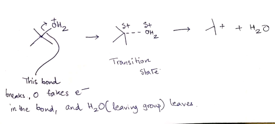 H20 OH Transition Shate This bond bneaks,fakes e mthe bond, and 20( leavivg grou leaves T