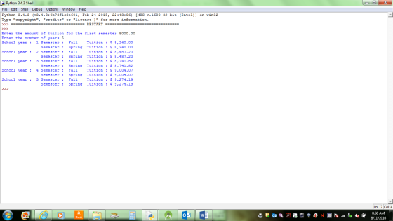 Python 3.4.3 Shell File Edit Shell Debug Options Window Help Python 3.4.3 (v3.4.3:9b73f1c3e601, Feb 24 2015, 22:43:06) [MSC v