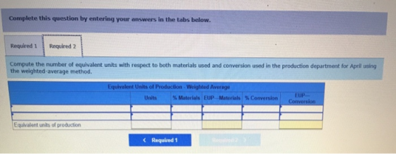 Complete this question by entering your answers in the tabs below. Required 1 Required 2 Compute the number of equivalent uni
