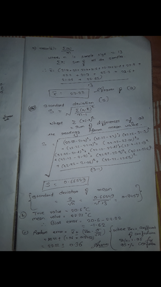 จา Σχ. Svm6) all-the sample 2. 13 22.22 Ca) 3tandord cleviation s ao wh@e Σ (xi.xf. enences o nean value (29.22-21.4).(12-22-27)., Со 222-21.5 222214)..22- 23.o) 2112222 - tC12 22-222 222 22-21.06)2 11- 65 S 066549 mean standard deviaton 66549 o.RAST ー 22 C ias emoT0.6- 2 2-2 2 mean volve -29.22 636 20122 1.96