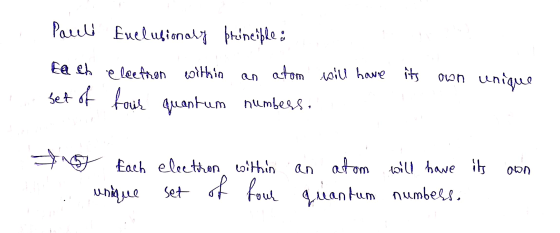 . Pauli Each bet of Enclusionaly principle electron within an atom four quantum numbers, will have its own unique no fach uni