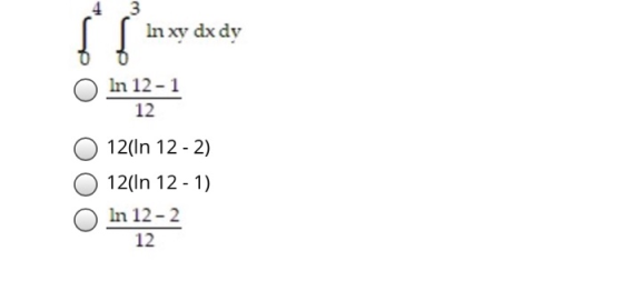 $ In xy dx dy In 12-1 12 12(In 12-2) 12(In 12 - 1) In 12-2 12