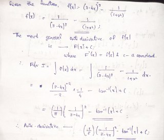 Given the function, fle) - 6-4) Cy) The most general ante ducivative of fel is FG) - All Account Fil I | elu) dx - J 6-41 dx