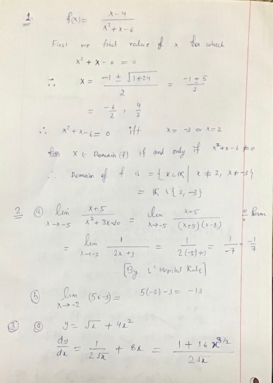 X-4 2 fasa First we x²+x-6 find value of x for which x²+x-6 = 0 - x= -1 $1+24 175 .. x+-6=0 ift X= or t=2 for xe Domain (f) i