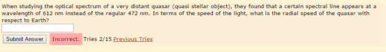 When studying the optical spectrum of a very dista