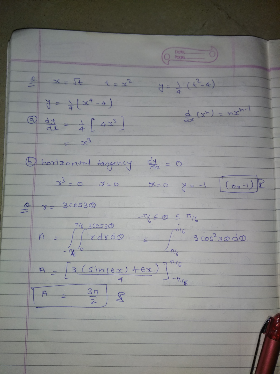 Poga t = x² ) t =p y 11 sct - 4) À [ 43 ] (स) P |-५4 БР xp 3 b horizontal tangency dy 23 y=-1 [Coo-1) e 8 3 cos30 STIG T16 3