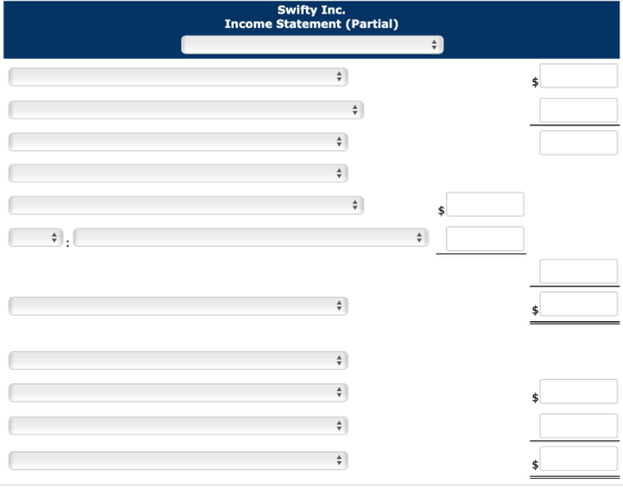 Swifty Inc. Income Statement (Partial)