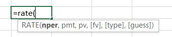 rate RATE(nper, pmt, pv, [fv], [type], [guess))