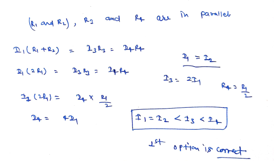 pwo Re in parallel (R. and R2), Rz II (R1+R₂) 23 De Rf P = Iz 의 (2A) 평전 그 If he Iz =ET 줌 1제) 를 꽈의 듭 아리 =2 <33 <과 와 0 option i