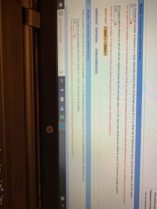 E10 22.1.OP 001 r of per atom, and its molar mass is 107.87 g/mol (b) L Need Help? Type here to search