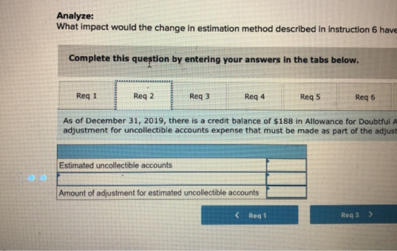 Analyze: What impact would the change in estimation method described in instruction 6 have Complete this question by entering