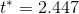 t* = 2.447